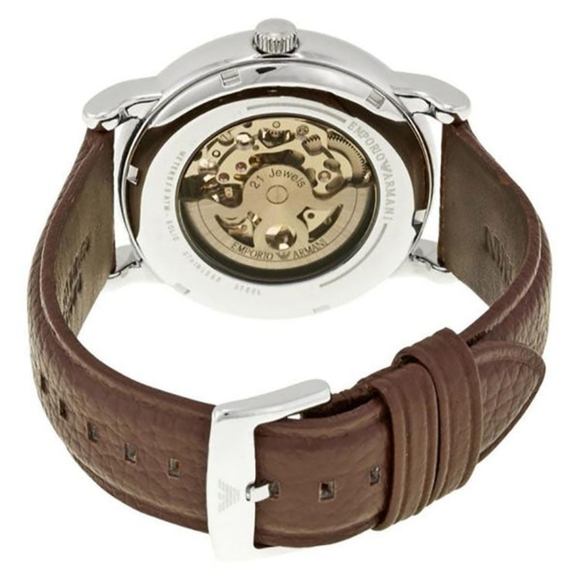 Emporio Armani Luigi AR1982 Automatic Skeleton Dial Leather Strap Men's Watch - Picture 14 of 16